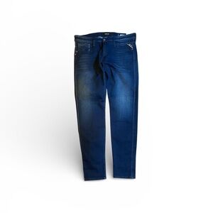 Mens Replay Bronny Stretch Slim Skinny Blue Jeans W35 L29 Preppy Valentines Day